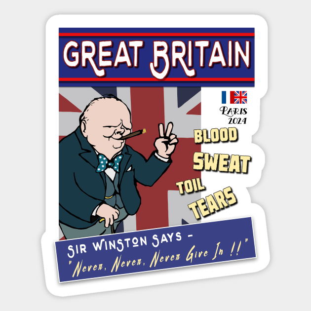 Great Britain - Olympics 2024 - Winston Churchill Sticker by Lancaster